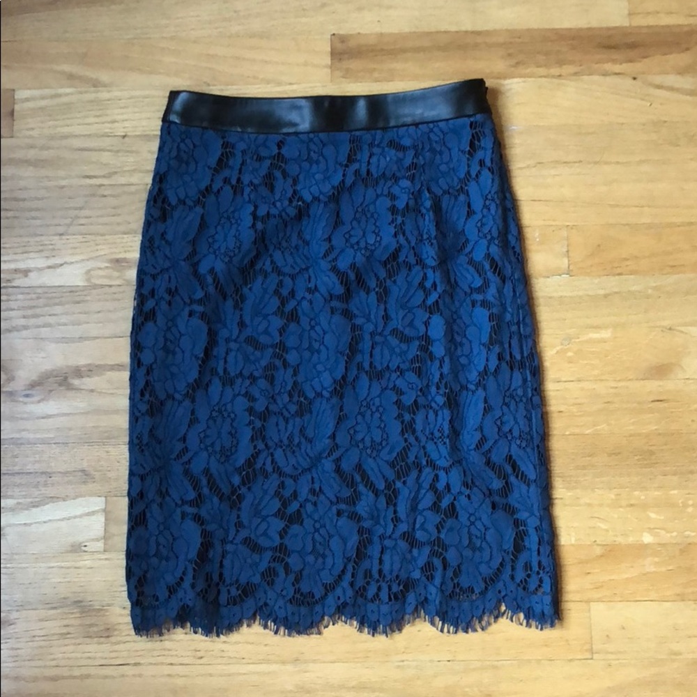 Blue Lace Pencil Skirt